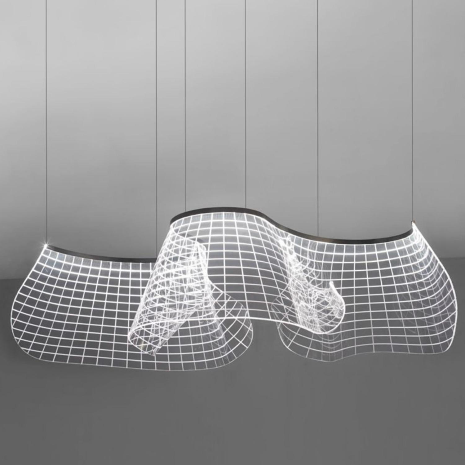 Sheet Black Frame LED Strip Freeform Pendant