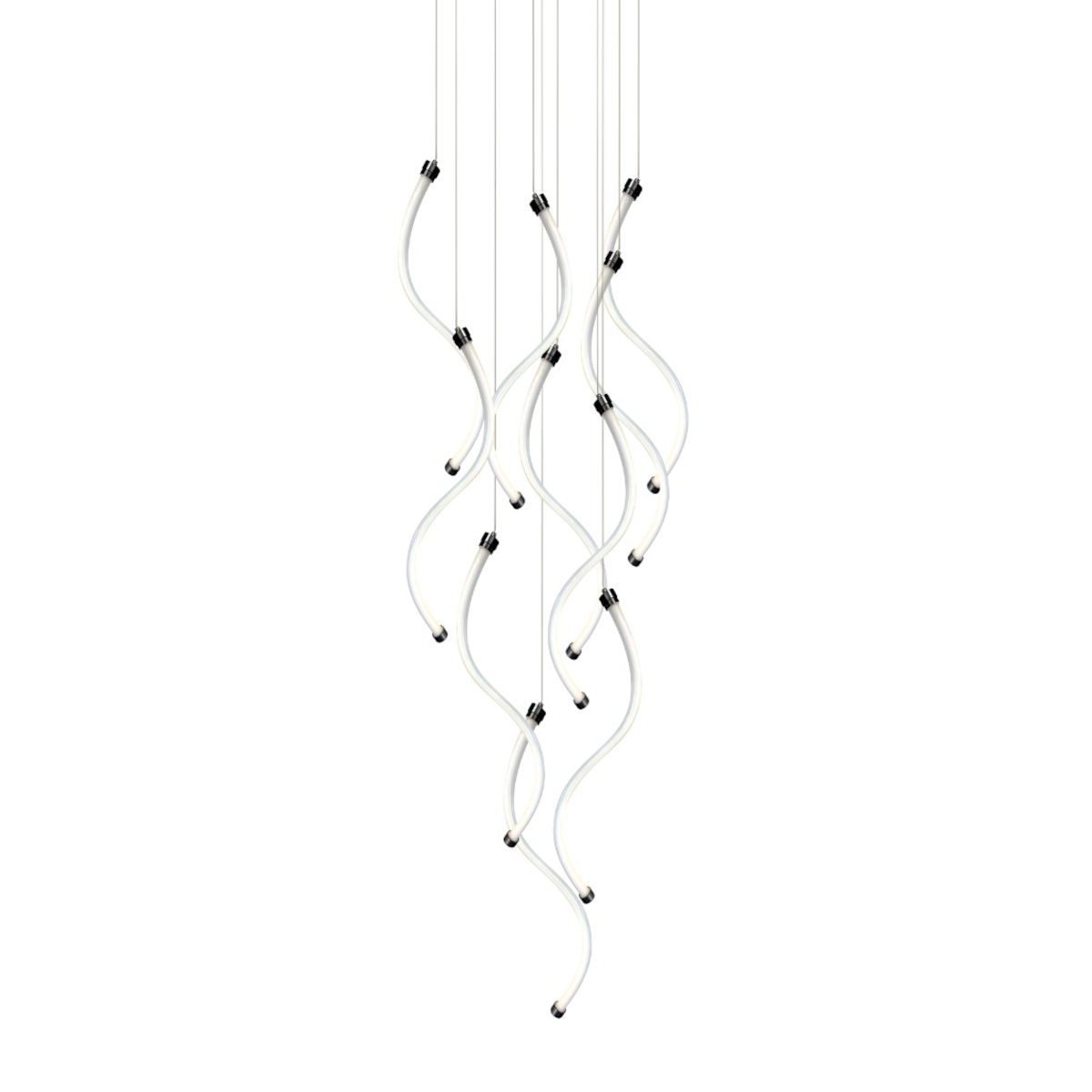 Esso Black 10 Light Falling Curves Pendant Chandelier