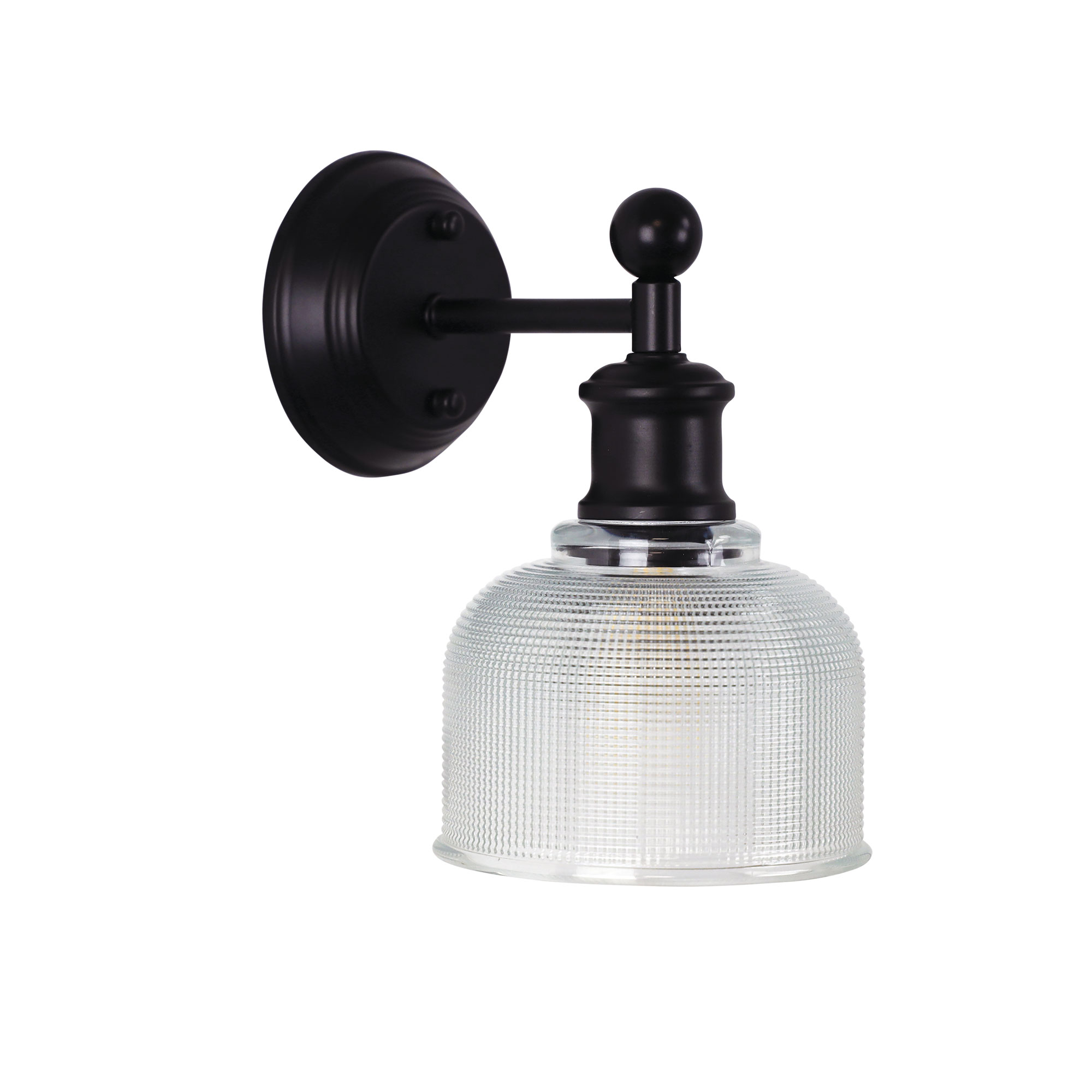 Bridgeton Satin Black Wall Light with Clear Glass Shade