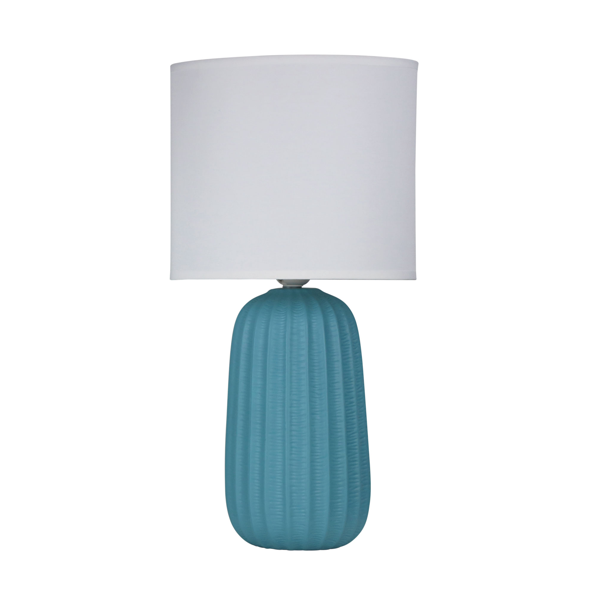Veronica Teal Blue Textured Ceramic Bedside Table Lamp