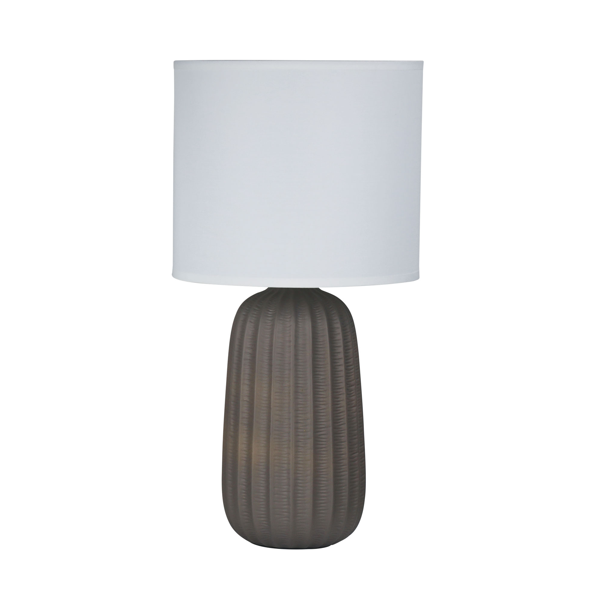 Veronica Dark Taupe Textured Ceramic Bedside Table Lamp