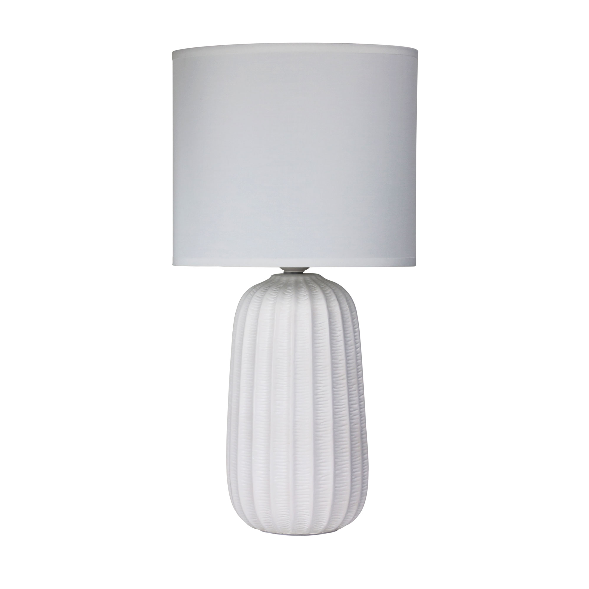 Veronica Bright Ivory Textured Ceramic Bedside Table Lamp