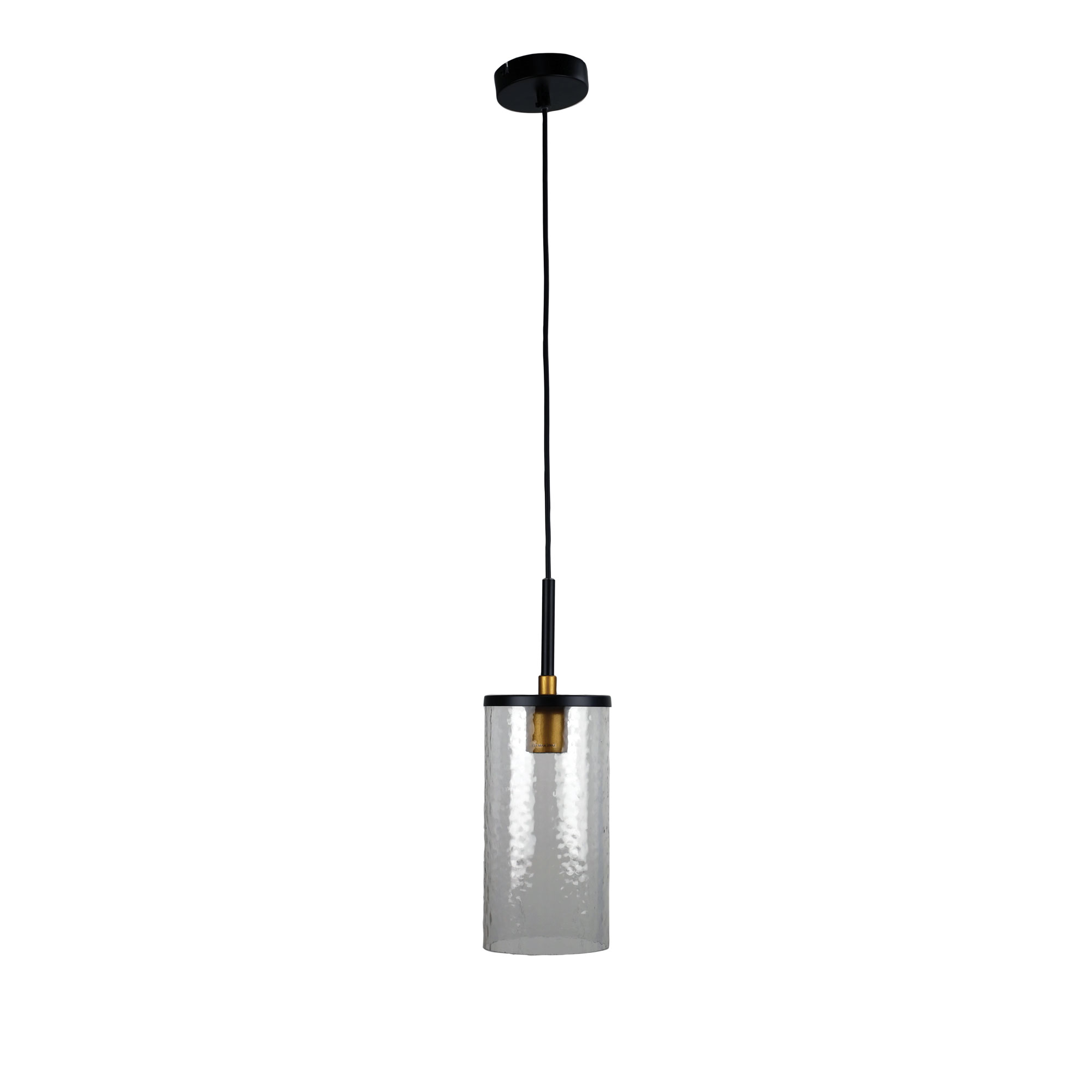 Ramon Patterned Glass Black Cylindrical Pendant