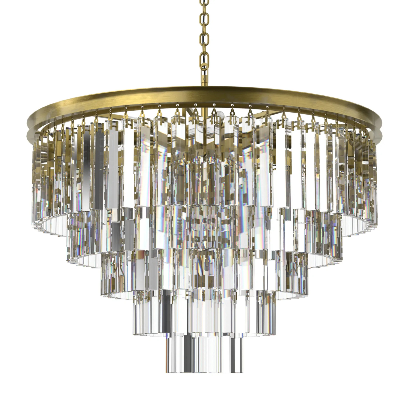 Birmingham Aged Brass Angular Glass Chandelier