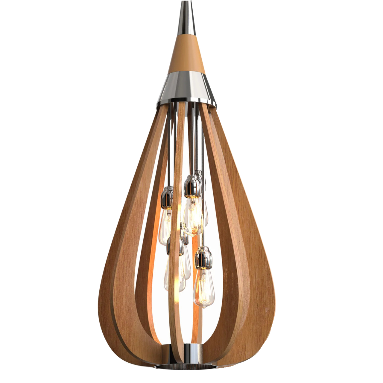 Bourbon Natural Timber 6 Light Teardrop Pendant Chandelier