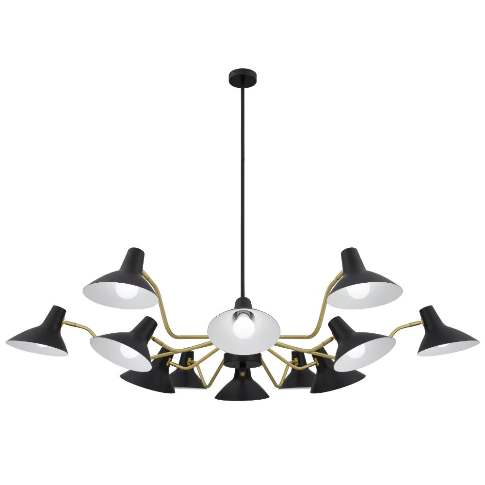 Farrah 12 Light Black Adjustable Chandelier