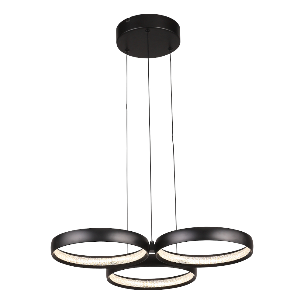 Olympus Black 3 Rings CCT LED Pendant Chandelier