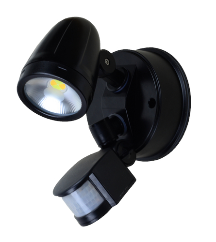 Vaccus Black Single Spotlight with Sensor