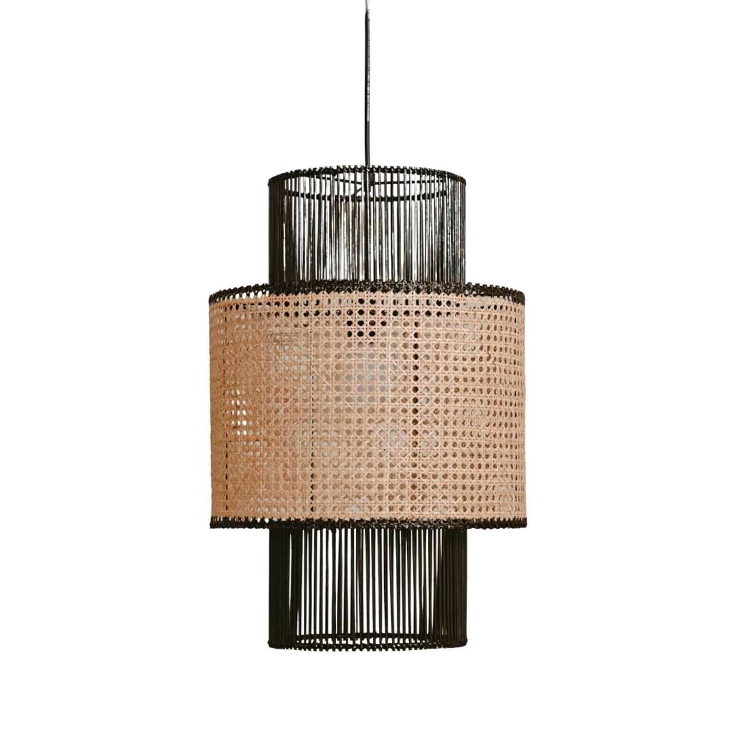 Sherry Black and Natural Weave Coastal Pendant Light