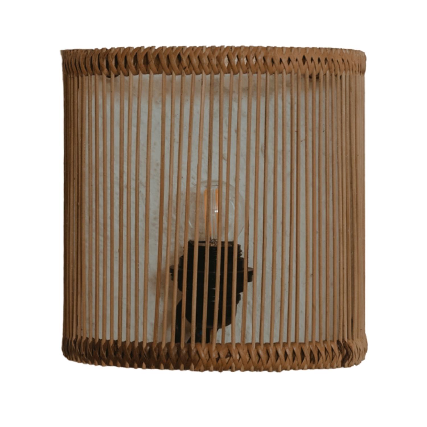 Terrace Natural Rattan Half Circle Wall Lamp