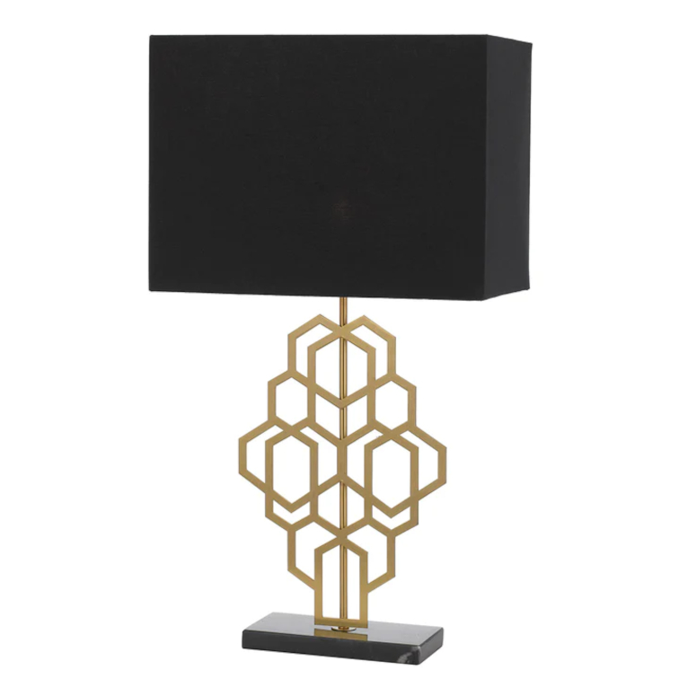 Axon Laser-Cut Base Black Gold Table Lamp
