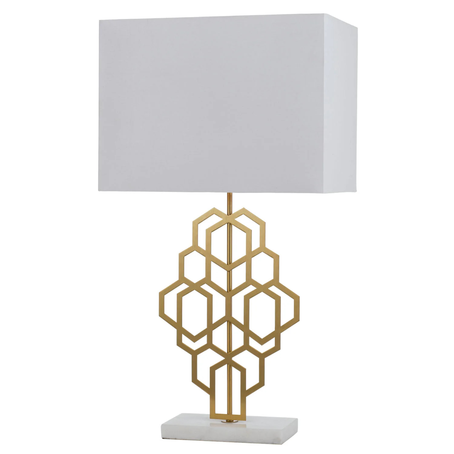 Axon Laser-Cut Base White Gold Table Lamp
