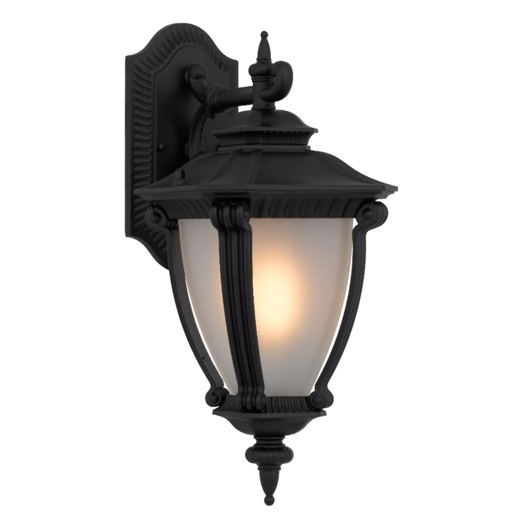Dauphine Black Frosted Glass Classic Exterior Wall Lamp
