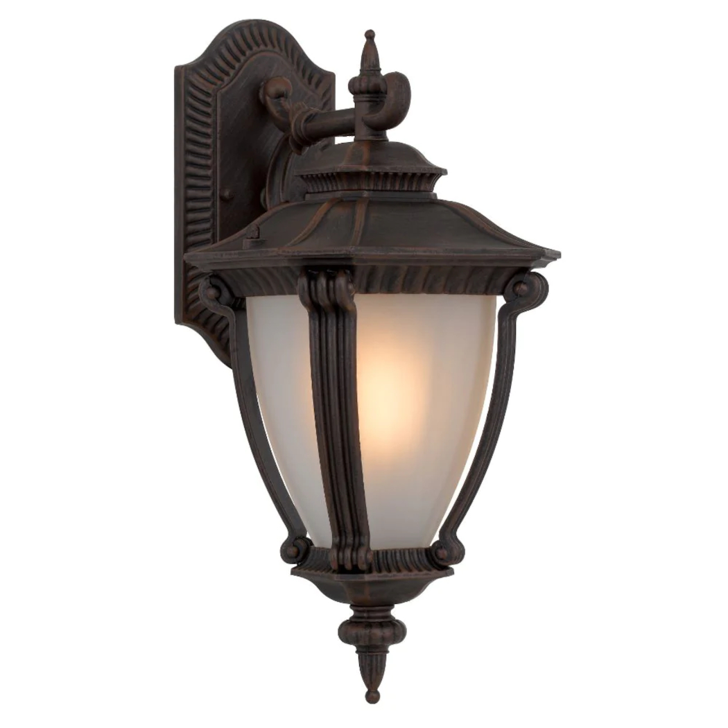 Dauphine Bronze Frosted Glass Classic Exterior Wall Lamp