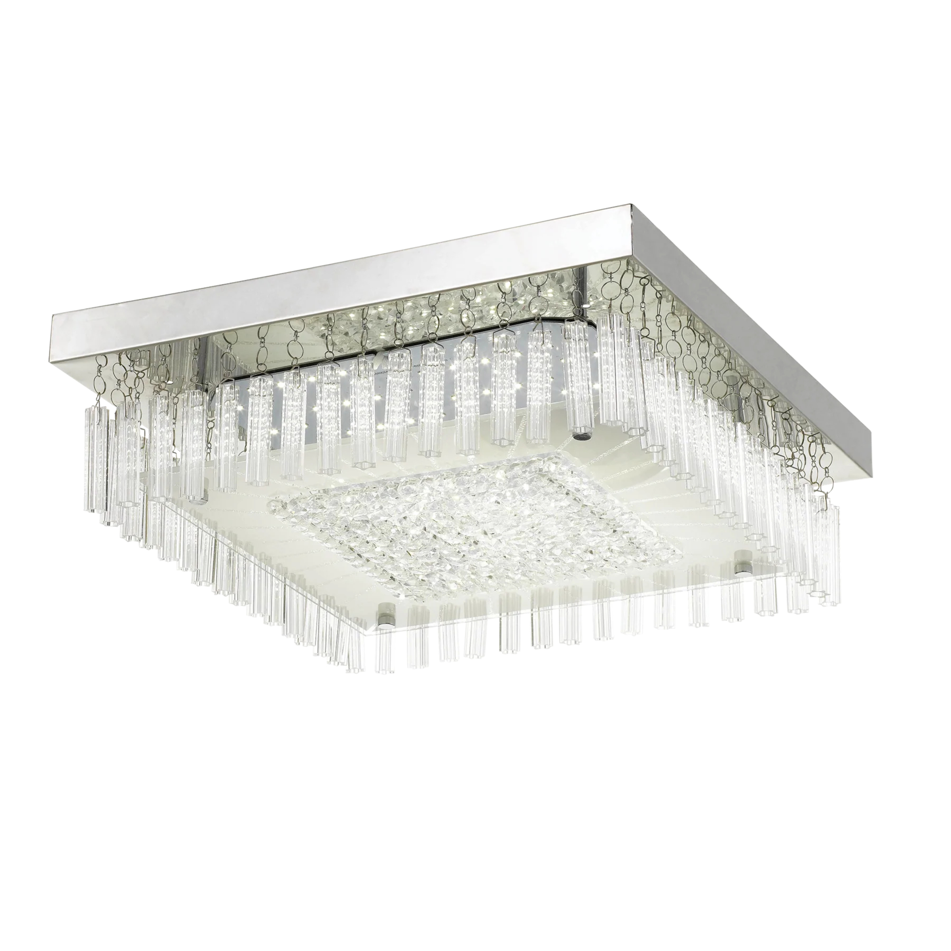 Andrada 30W Square Chrome Crystal Ceiling Light