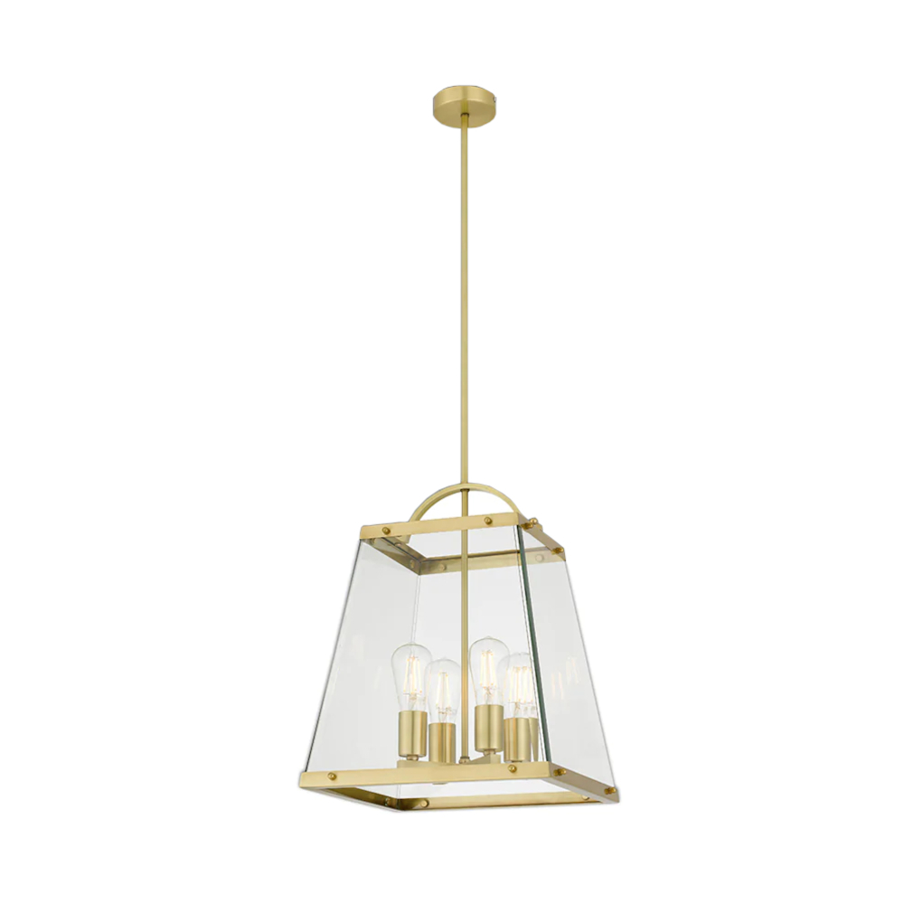Cola 4 Light Brass Lantern Pendant
