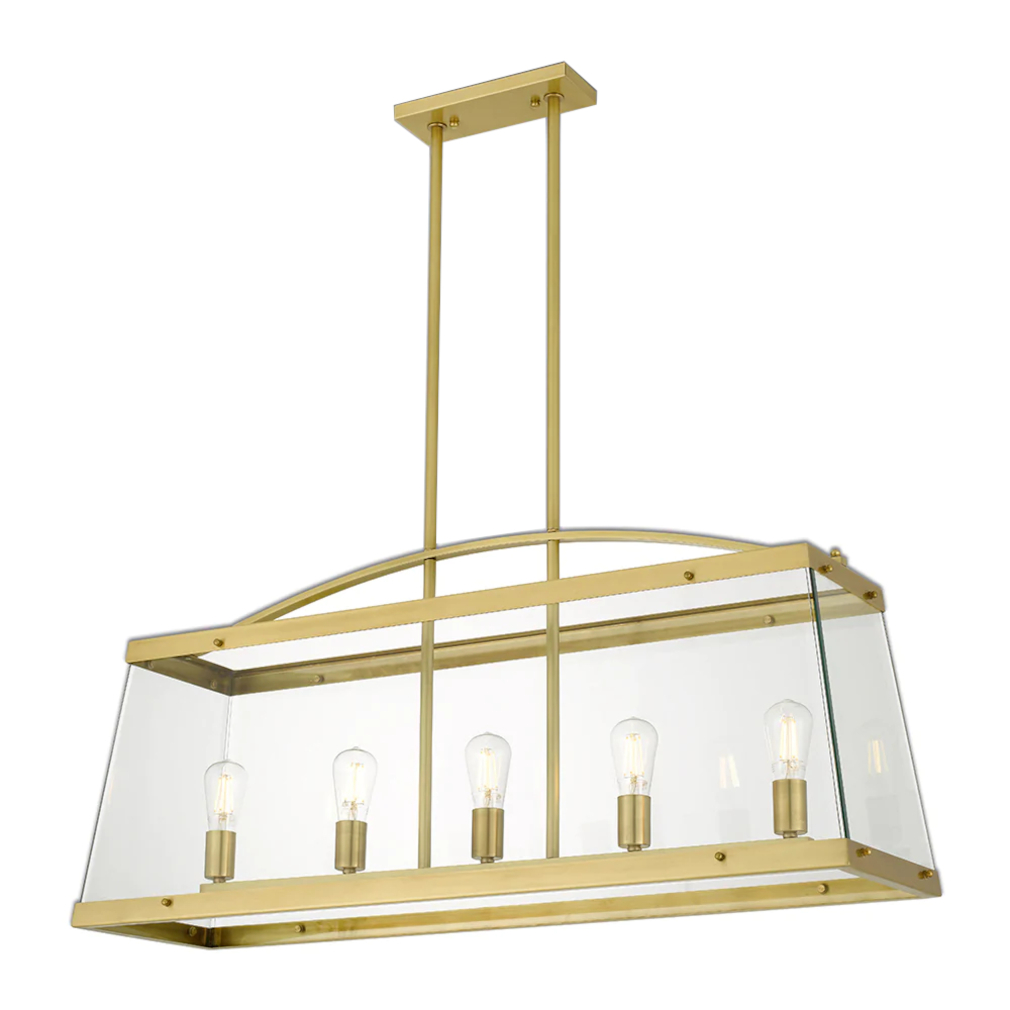 Cola 5 Light Brass Lantern Bar Pendant