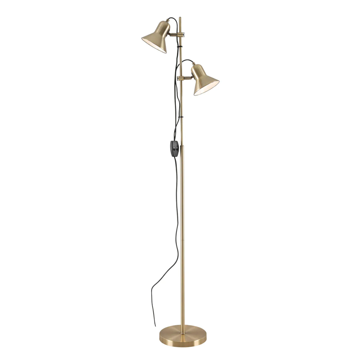 Coventry Antique Brass Twin Head Reading Floor Lamp