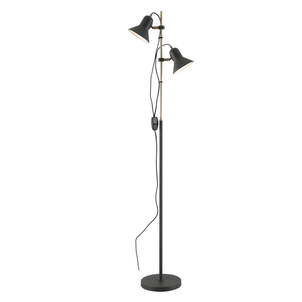 Coventry Dark Grey Twin Head Reading Floor Lamp