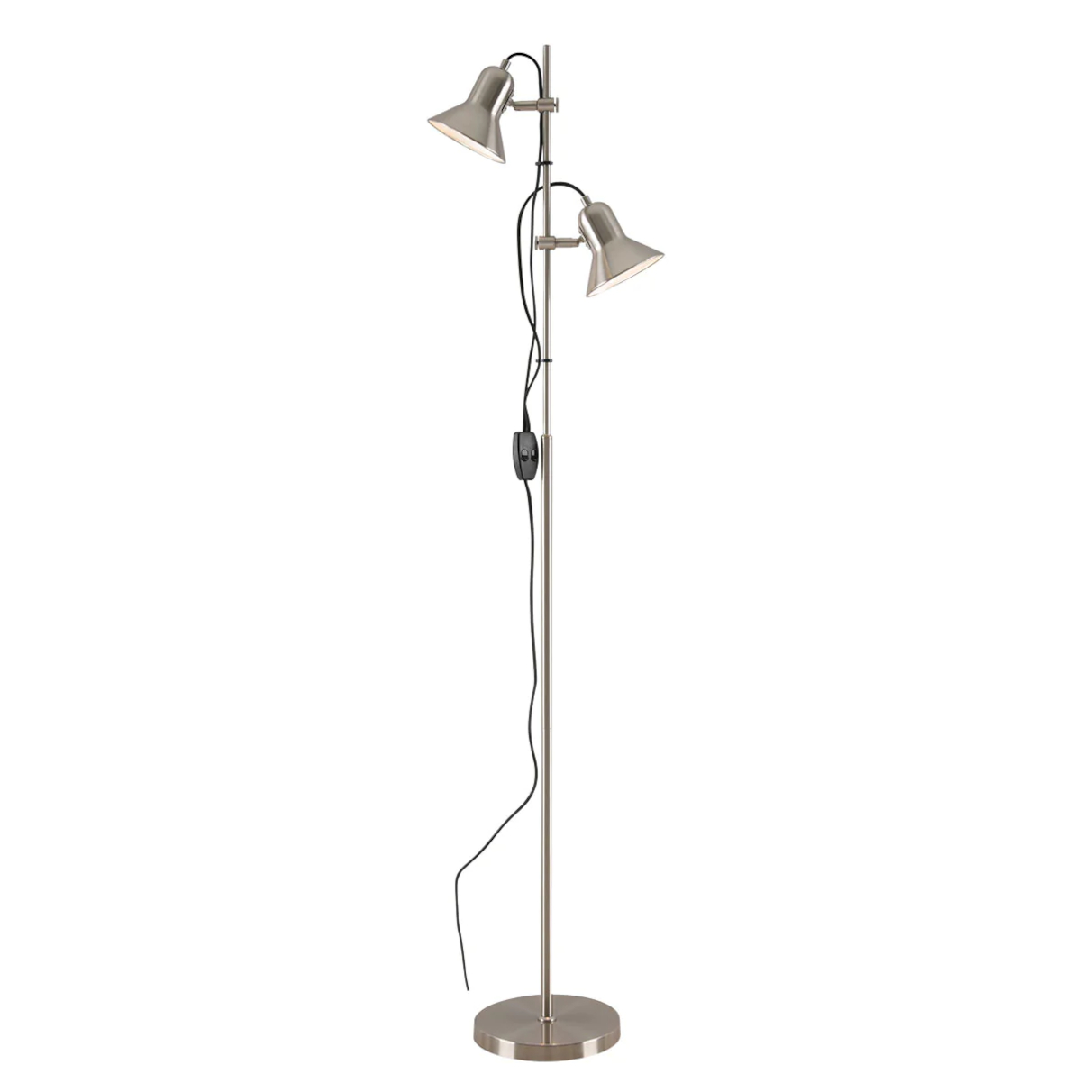 Coventry Nickel Twin Head Reading Floor Lamp