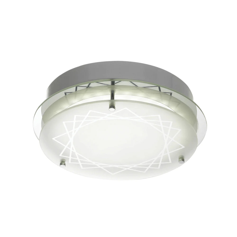 Foxen Chrome Frosted Glass Round Ceiling Light