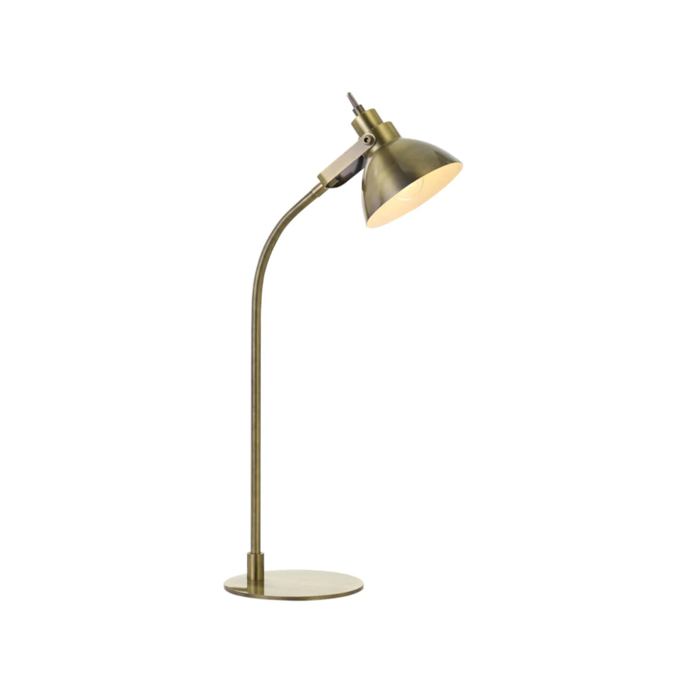 Gwendolyn Antique Brass Curved Desk Lamp