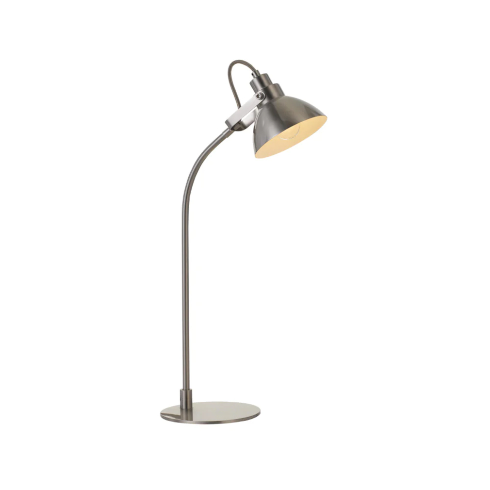 Gwendolyn Metallic Nickel Curved Desk Lamp