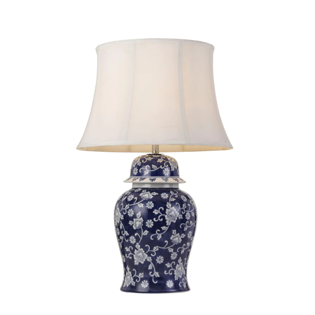 Irinea Patterned Floral Blue Base Table Lamp