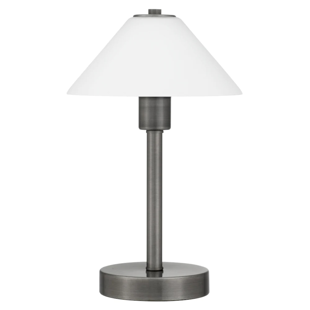 Omnia Gun Metal Glass Shade Table Lamp