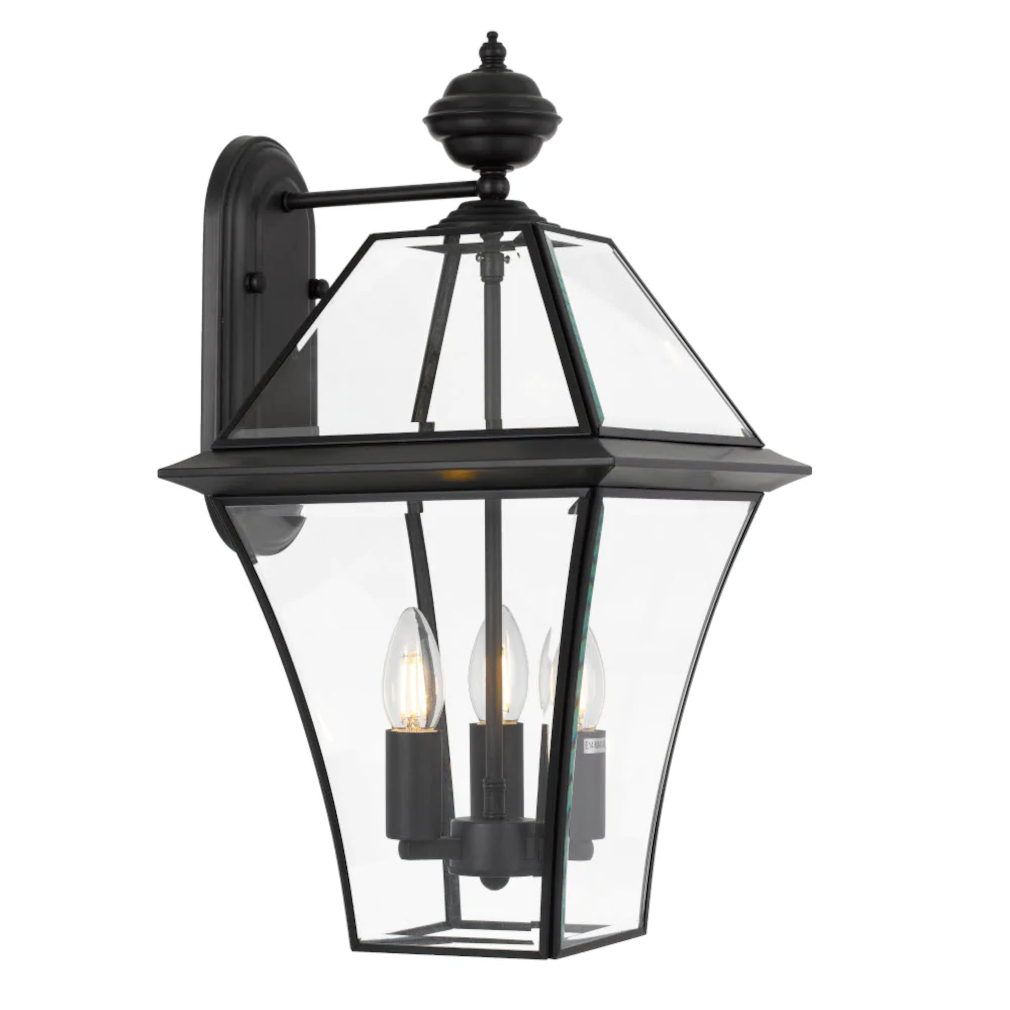 Classic Boston 3 Light Black Wall Lamp