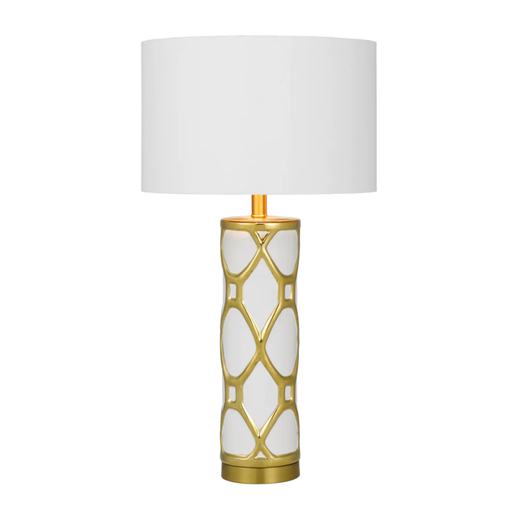 Villa Perfect White Gold Patterned Table Lamp