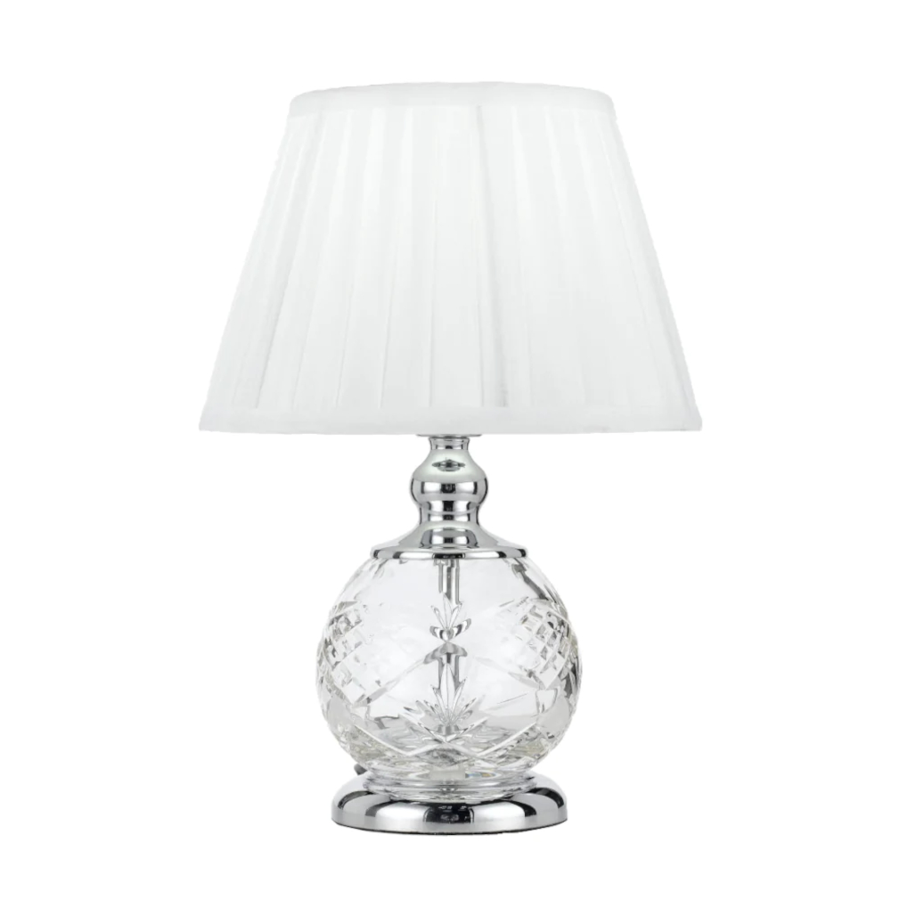 Yvonne Chrome Patterned Glass Table Lamp
