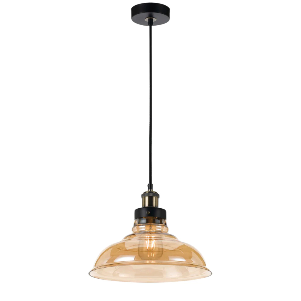 Hershey Black Amber Shade Pendant Light