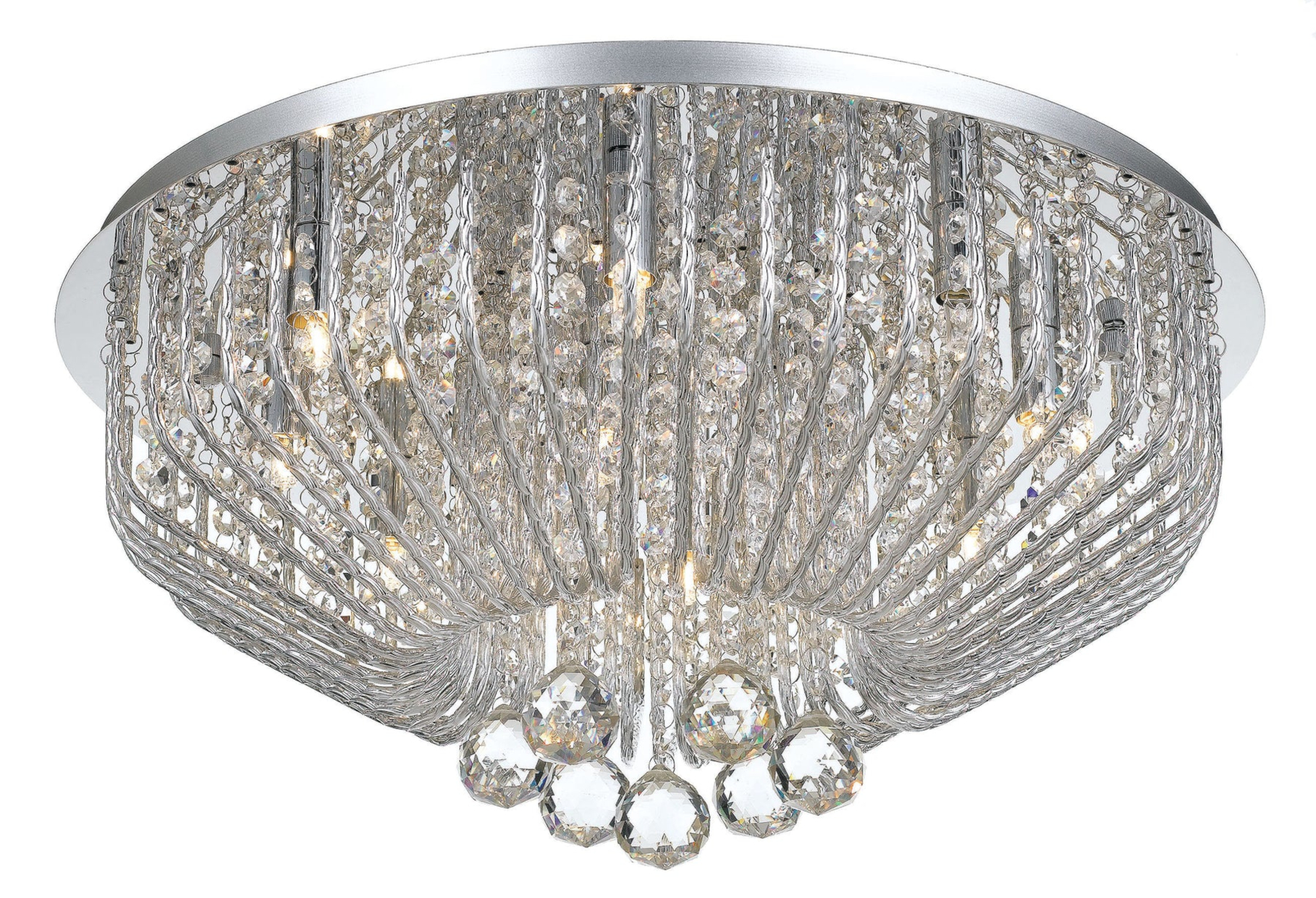 Maler Chrome and Clear Crystals Round Ceiling Light