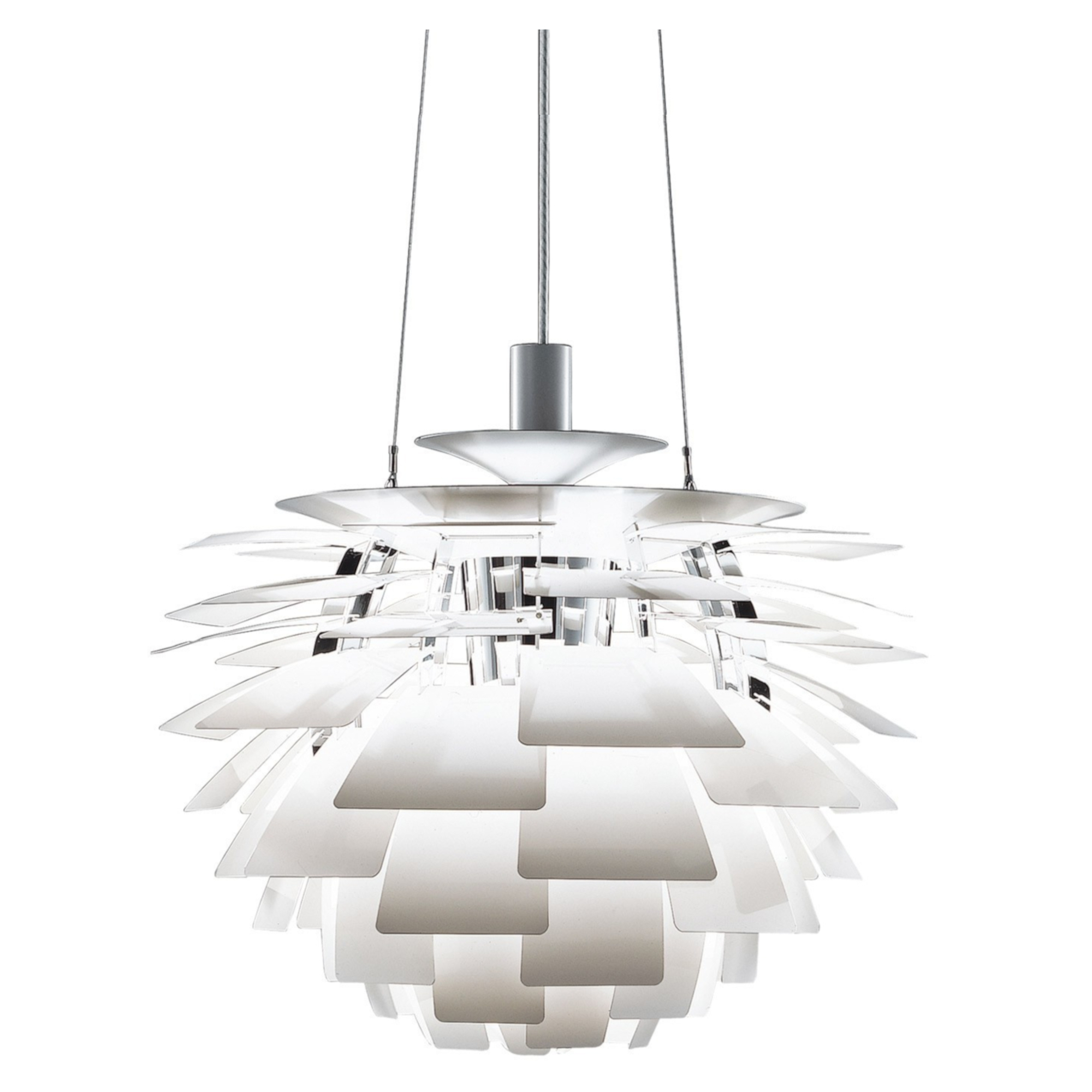 Matt White Metal Leaves Cone Feature Pendant Light