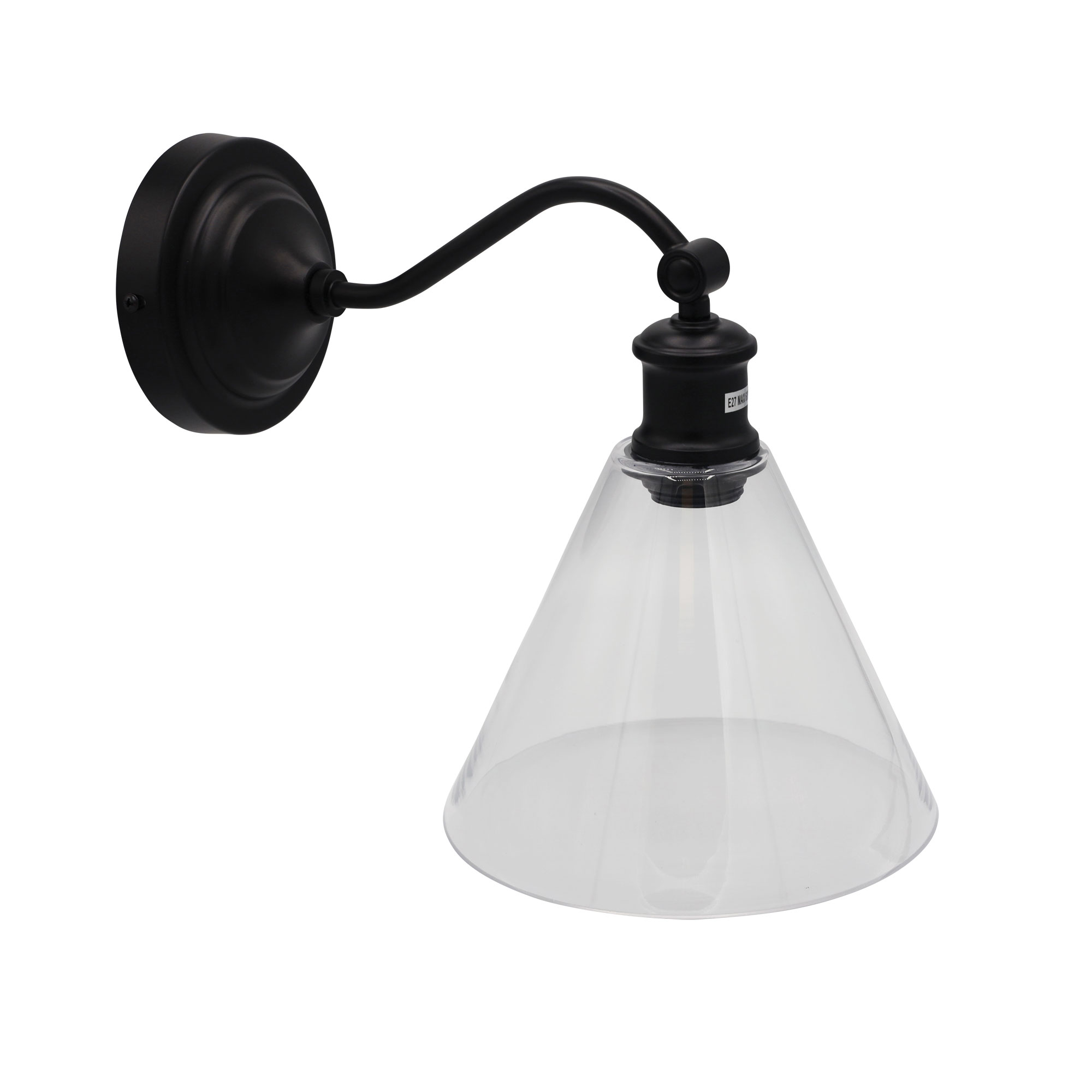Aren Black Classic Glass Wall Light