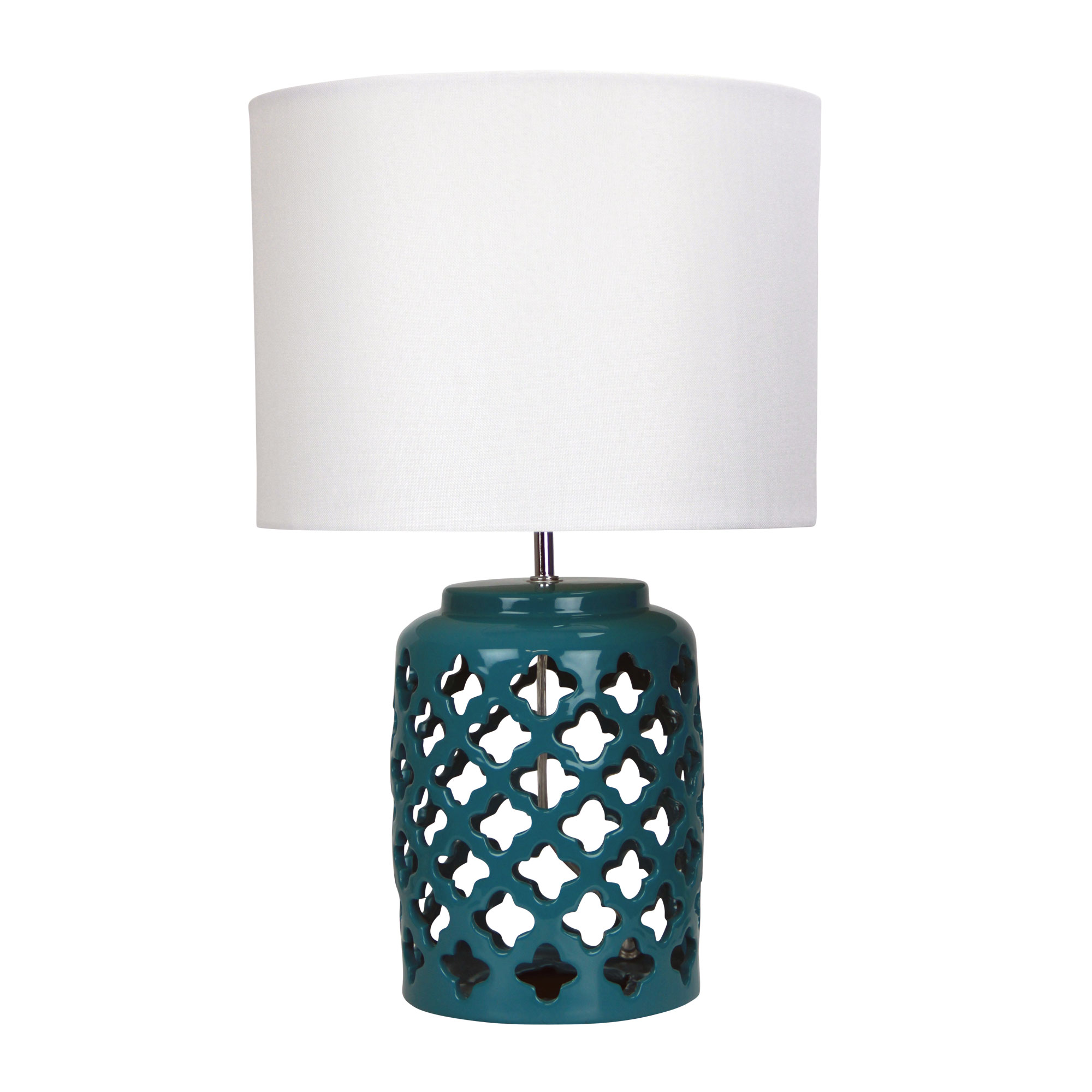 Cabela Teal Moorish Cut Ceramic Table Lamp