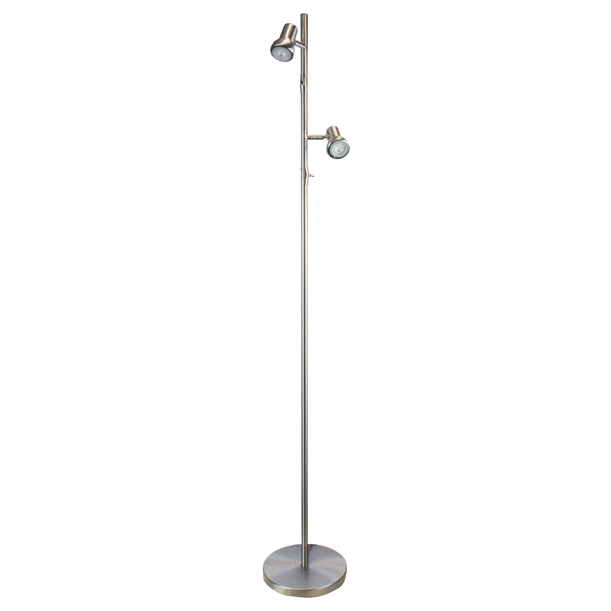 Dora Twin Light Adjustable Brushed Chrome Floor Lamp