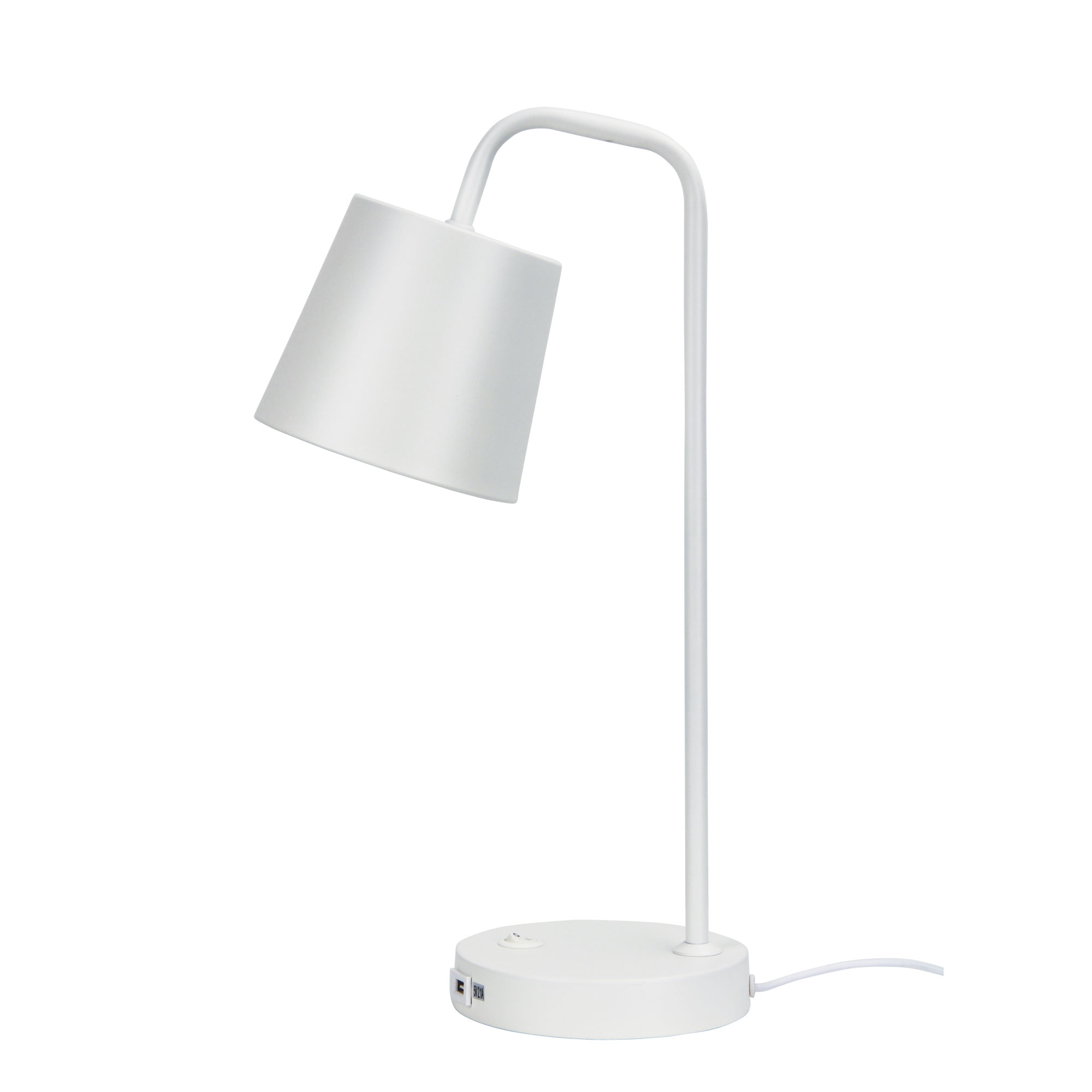 Henry White Desk Lamp with USB Port