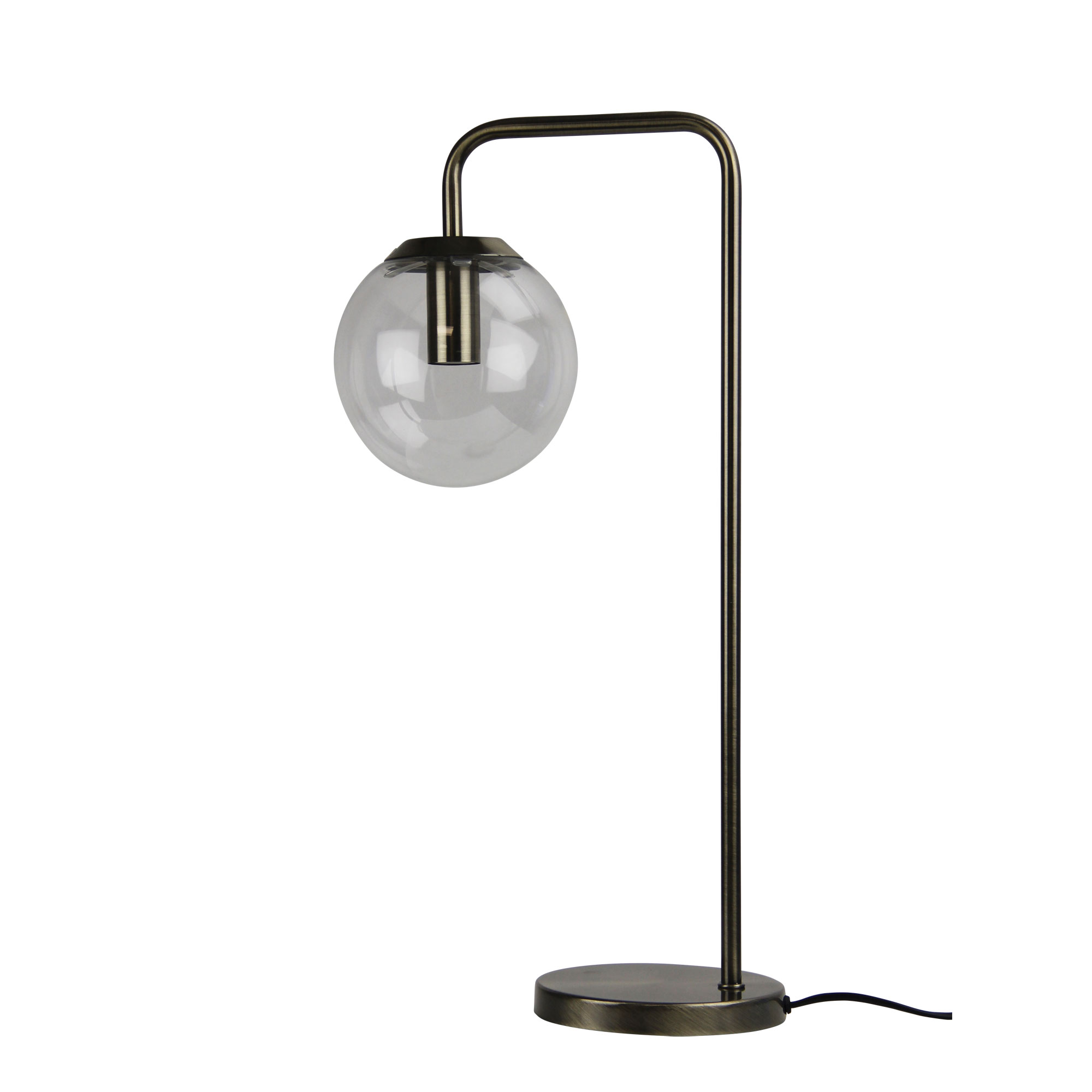 Newton Clear Glass Brass Desk Lamp