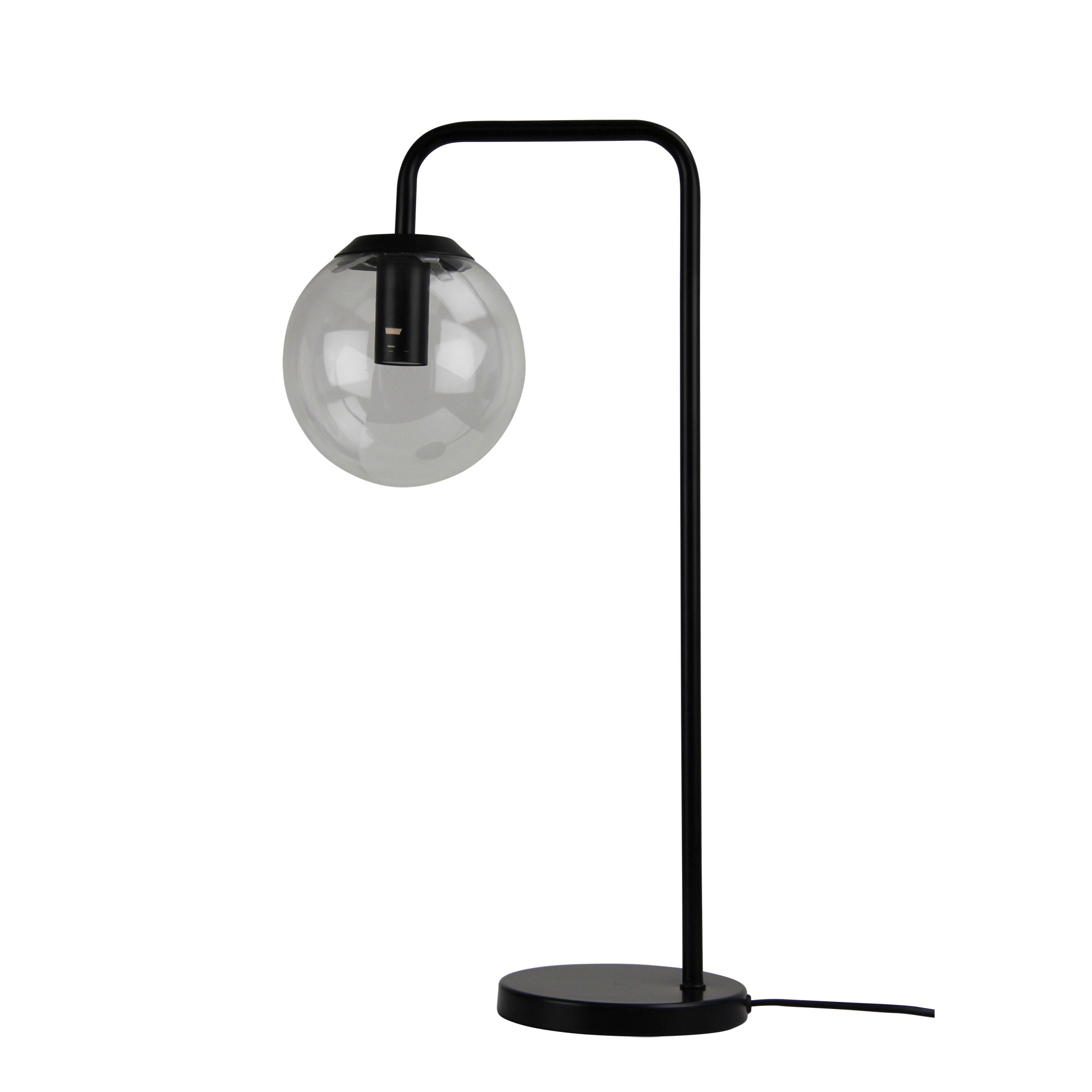 Newton Clear Glass Black Desk Lamp