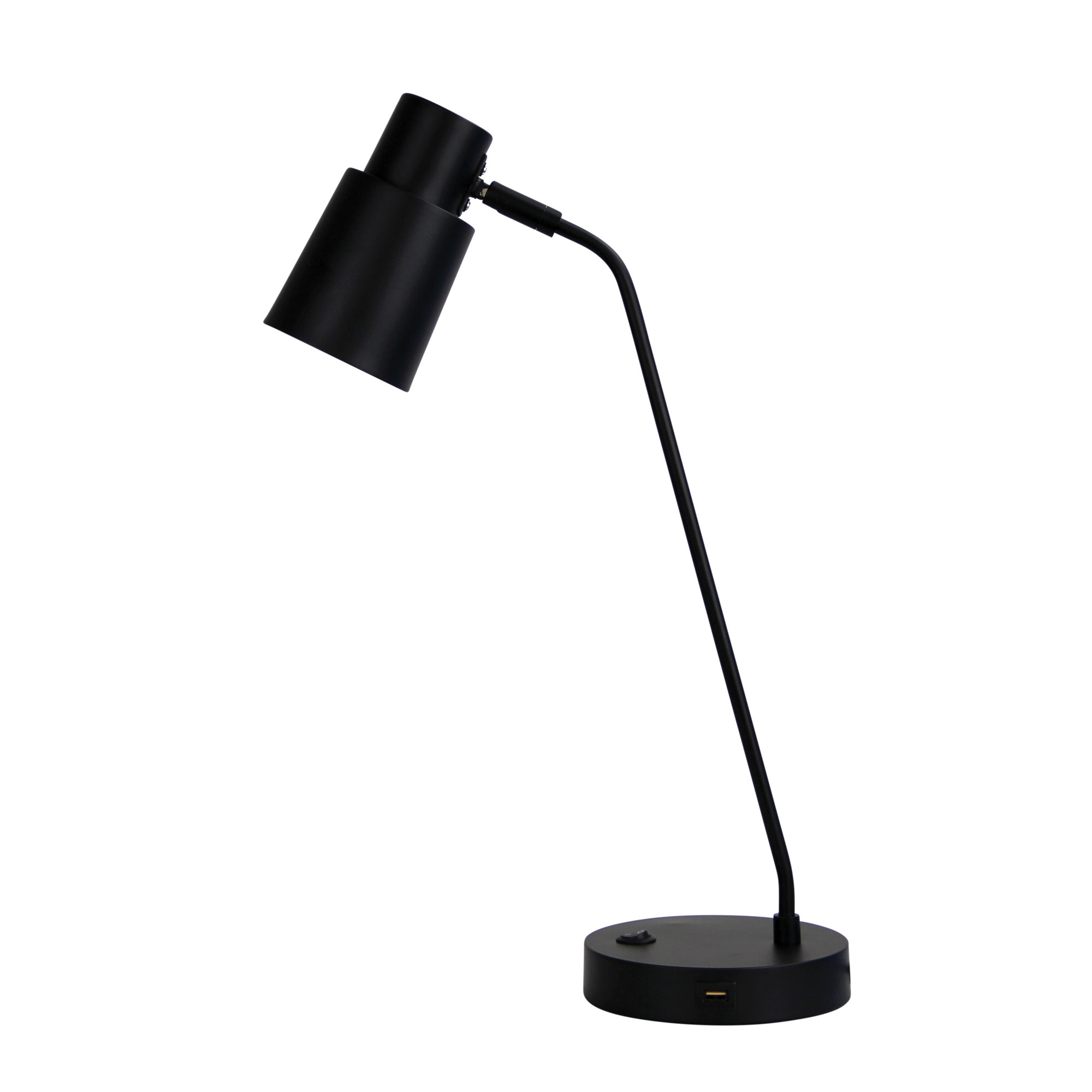 Rika All Black Desk Lamp with USB Port