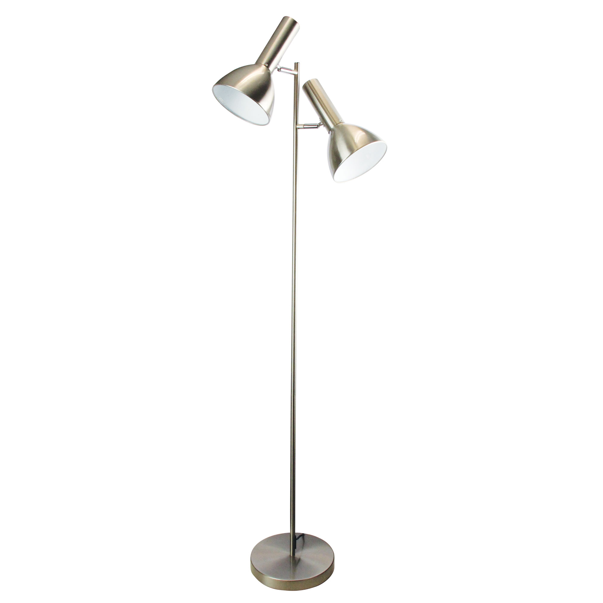 Verna Chrome Twin Light Mid Century Floor Lamp