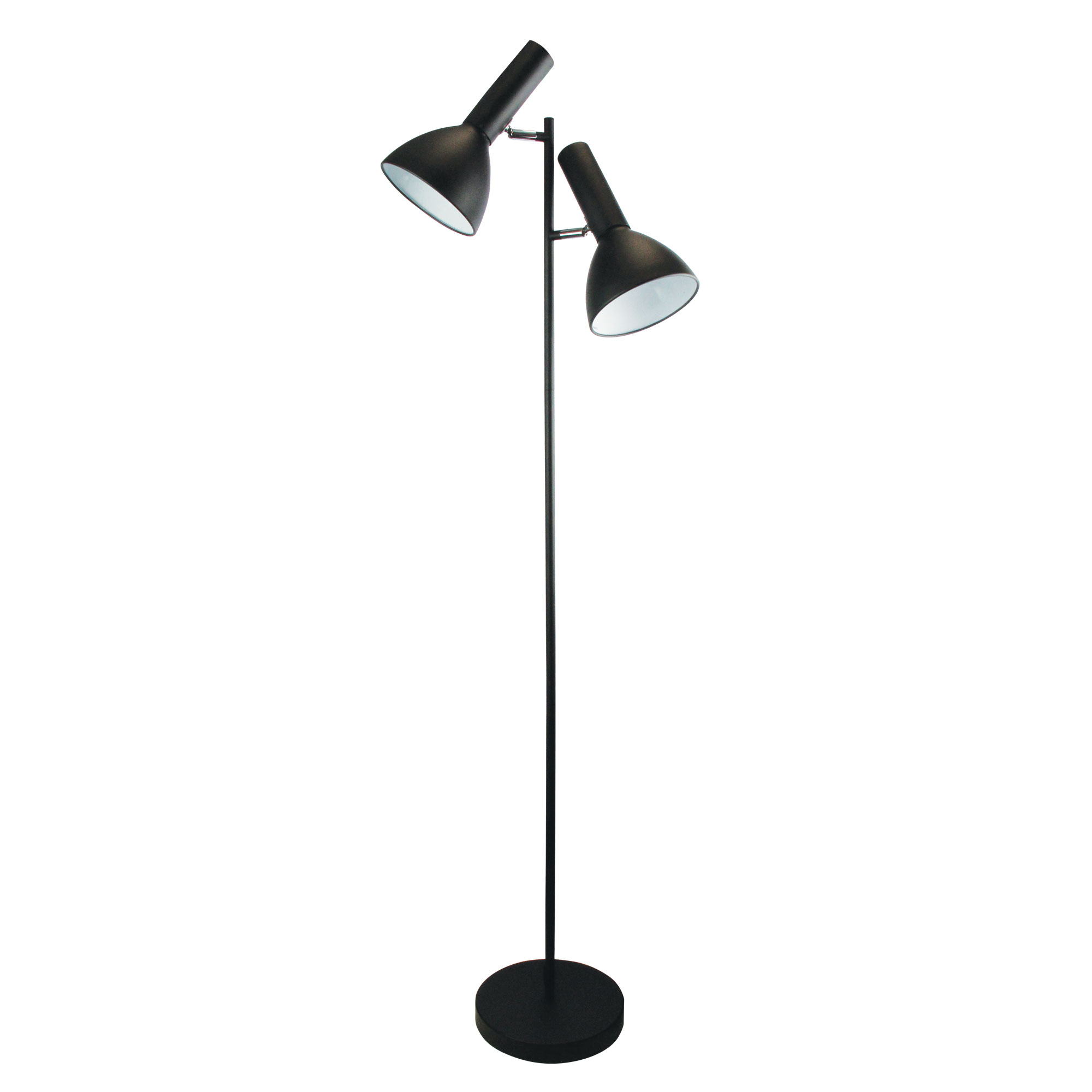 Verna Black Twin Light Mid Century Floor Lamp