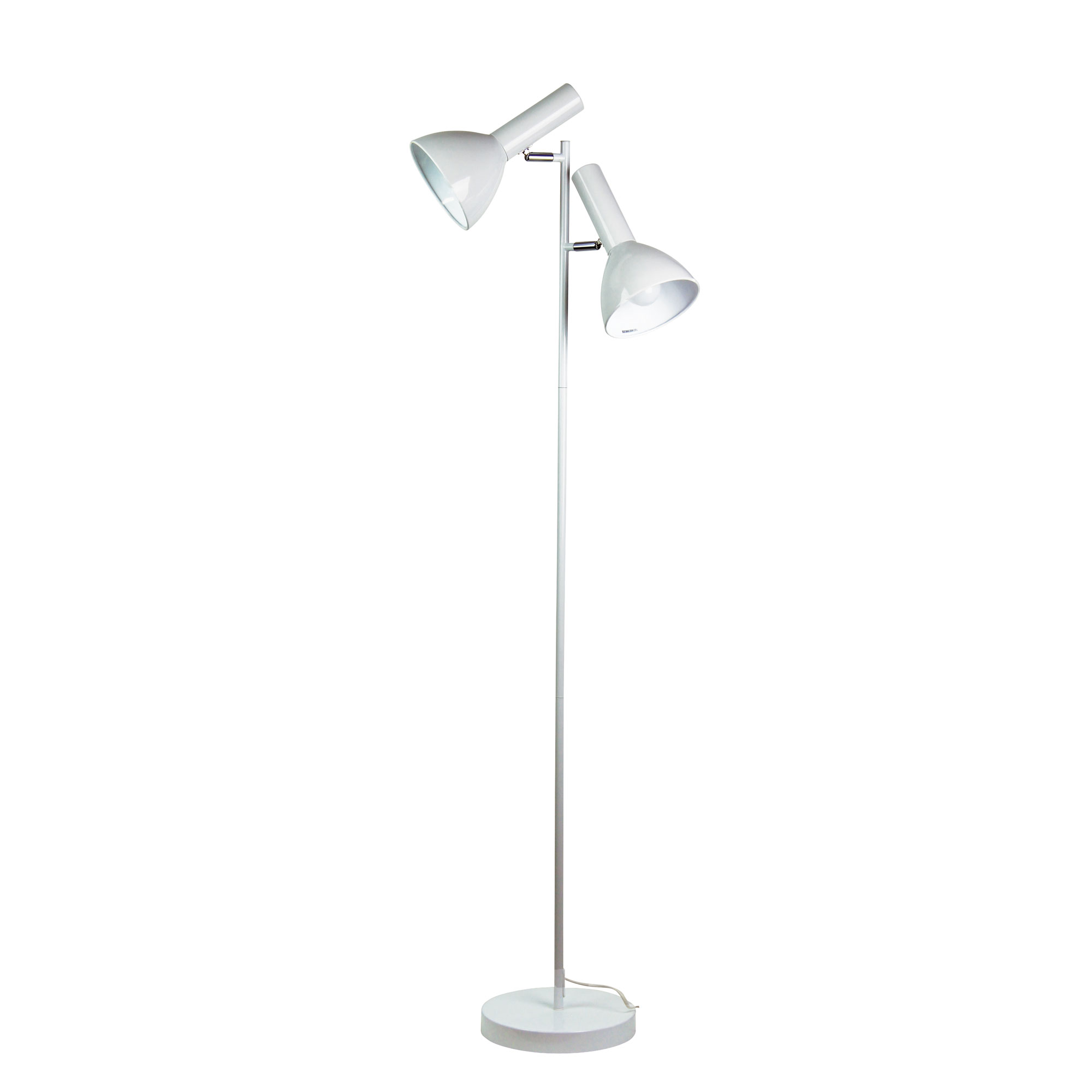 Verna White Twin Light Mid Century Floor Lamp