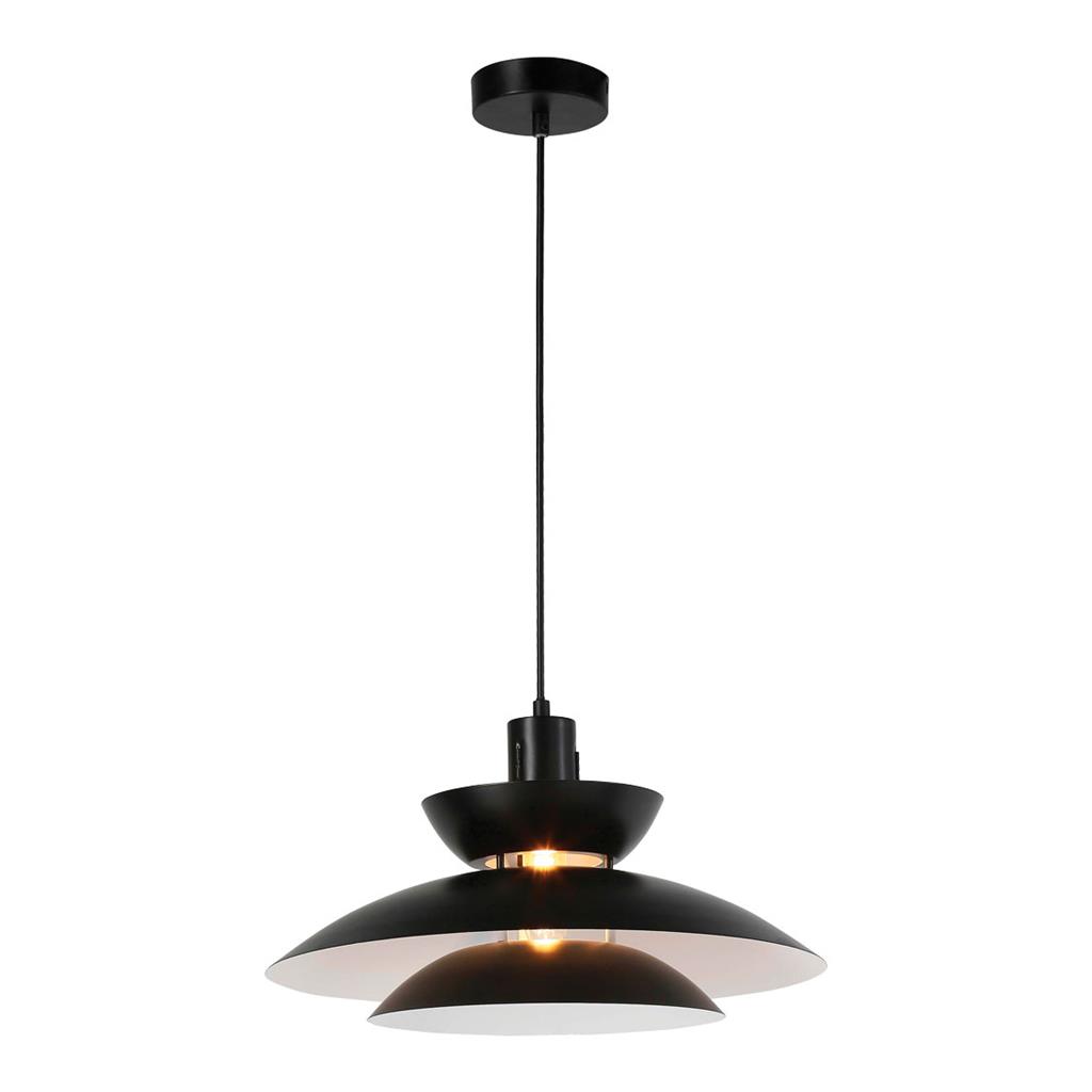 Allegra Matt Black Three-Tier Shade Metal Pendant Light