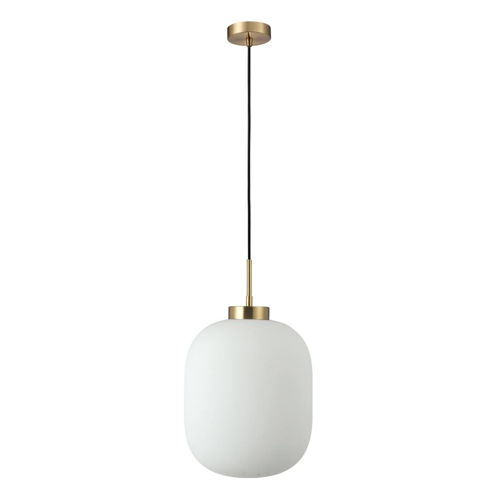 Flaunt Oval Satin Brass Opal Pendant Light