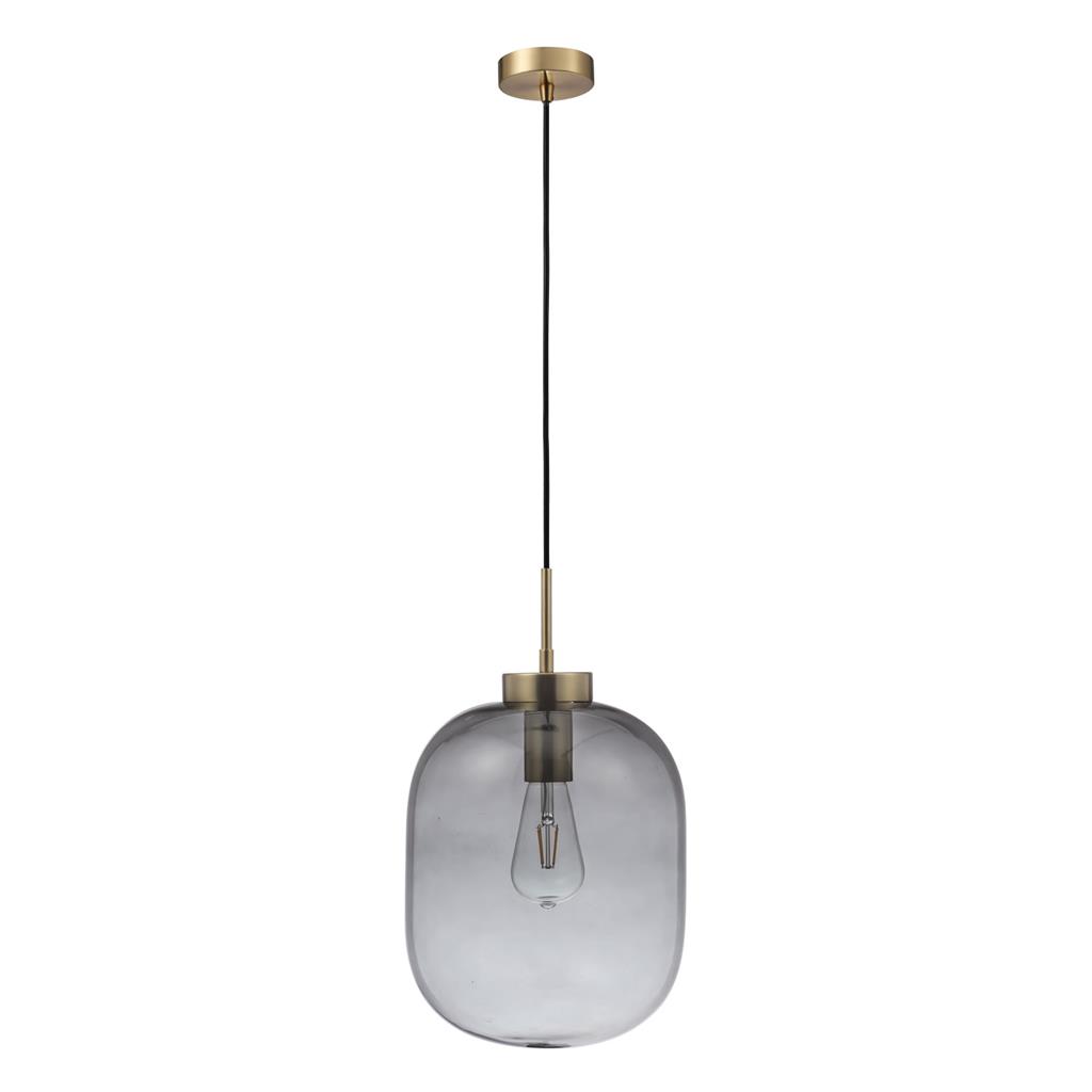 Flaunt Oval Satin Brass Smoke Pendant Light