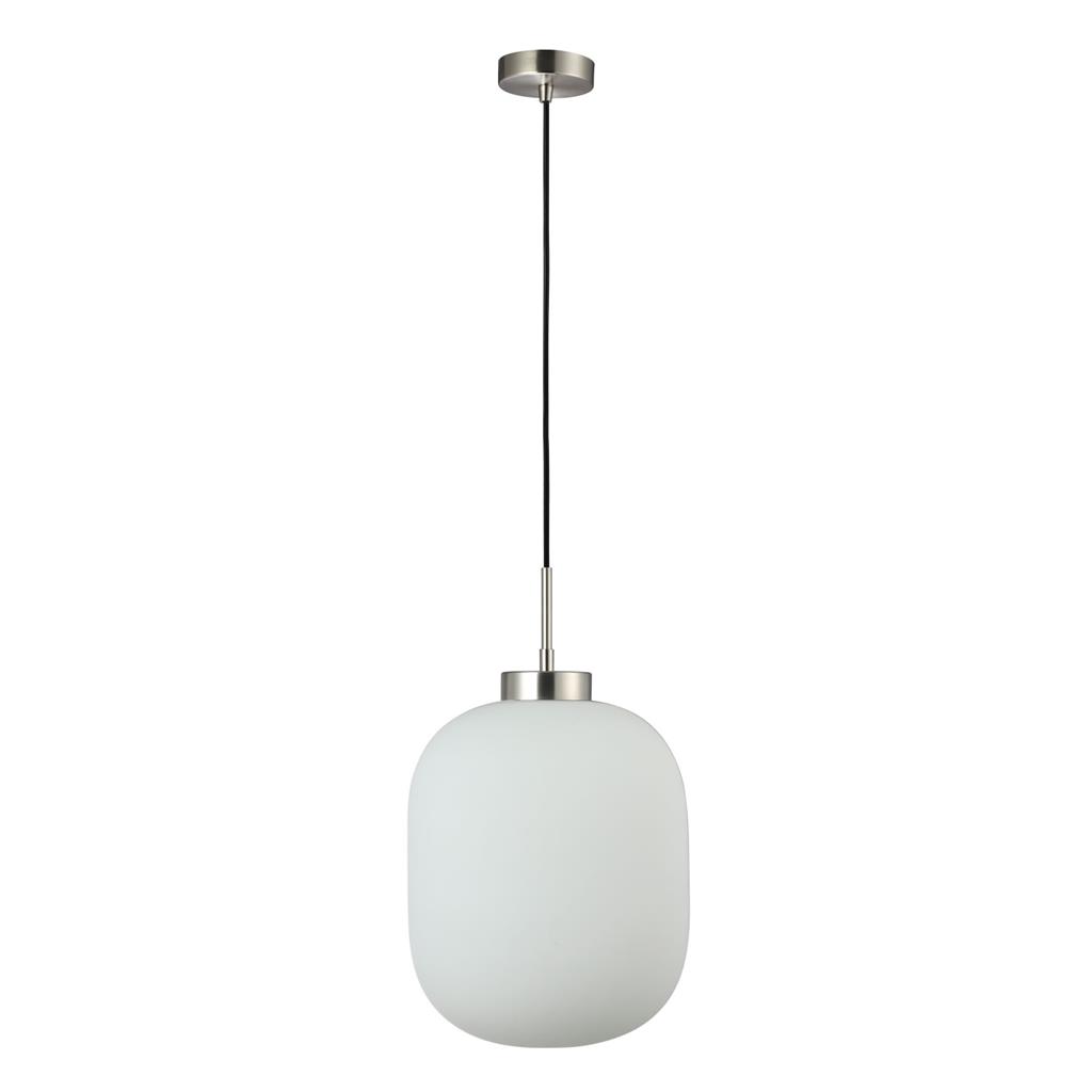 Flaunt Oval Satin Chrome Opal Pendant Light