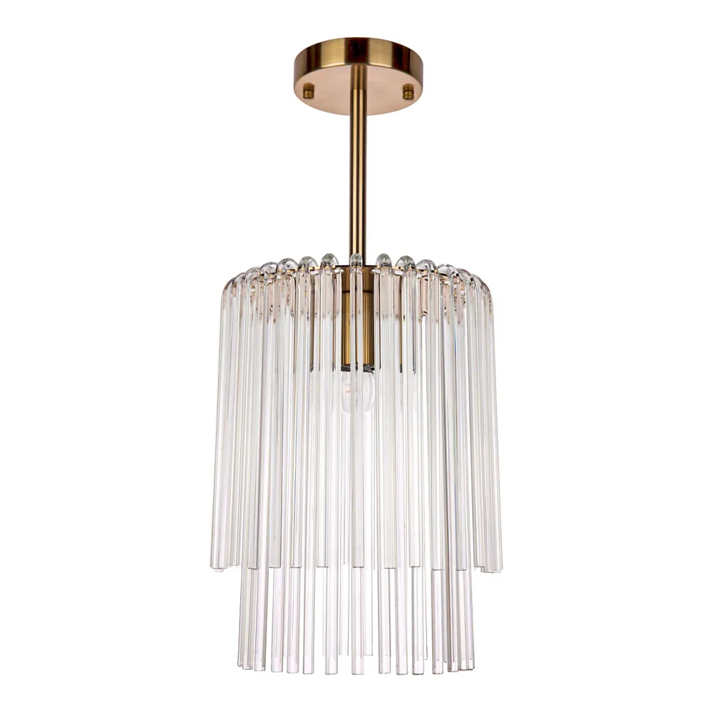 Zephanie Petite Antique Brass Cascading Glass Ceiling Light